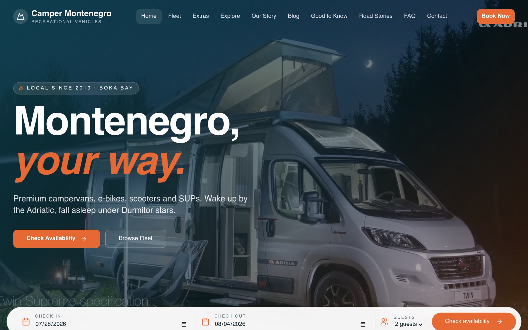 Camper Montenegro — Landing Page